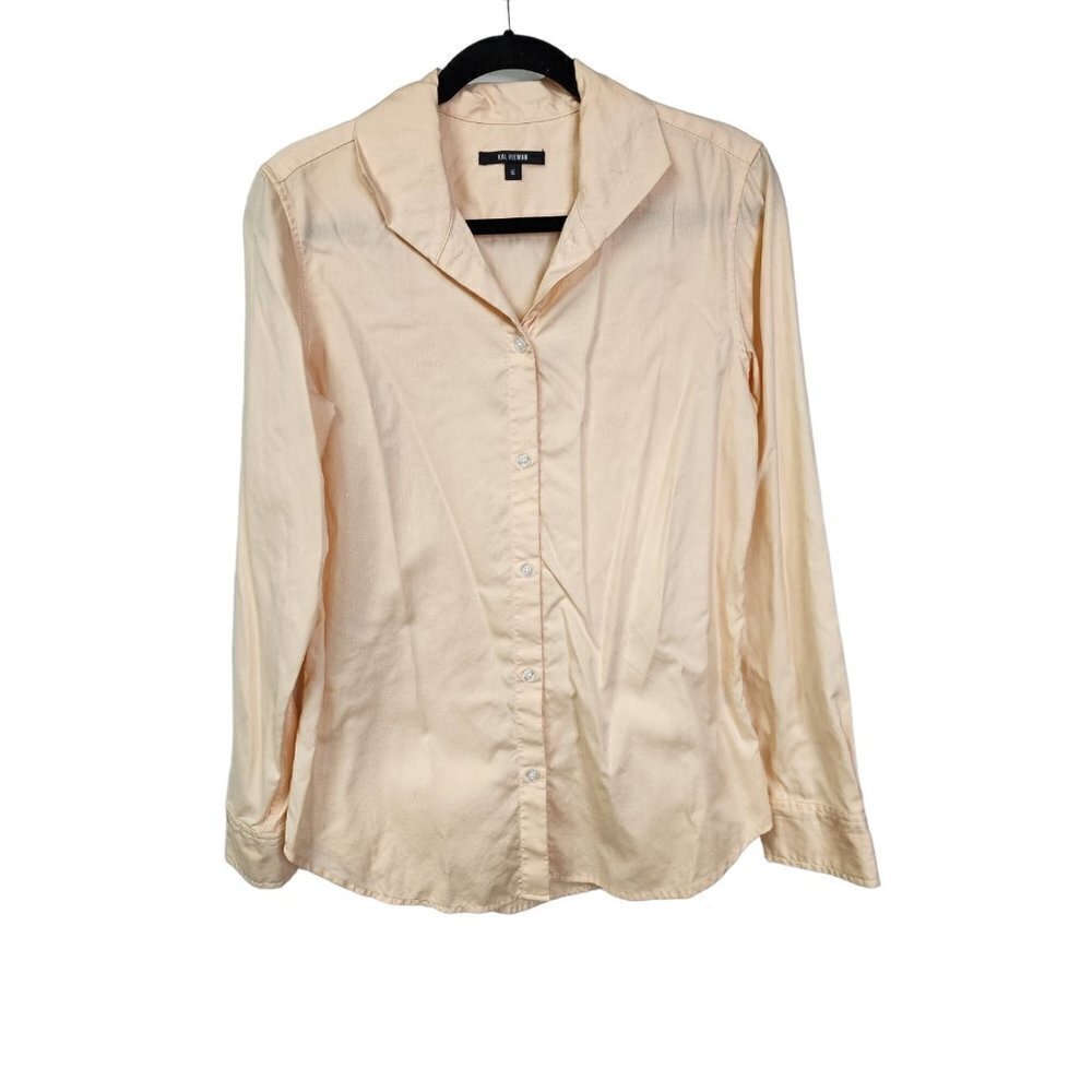 Kal Reiman Women’s Creamsicle Orange‎ Button Up 100% Cotton Blouse Size 6